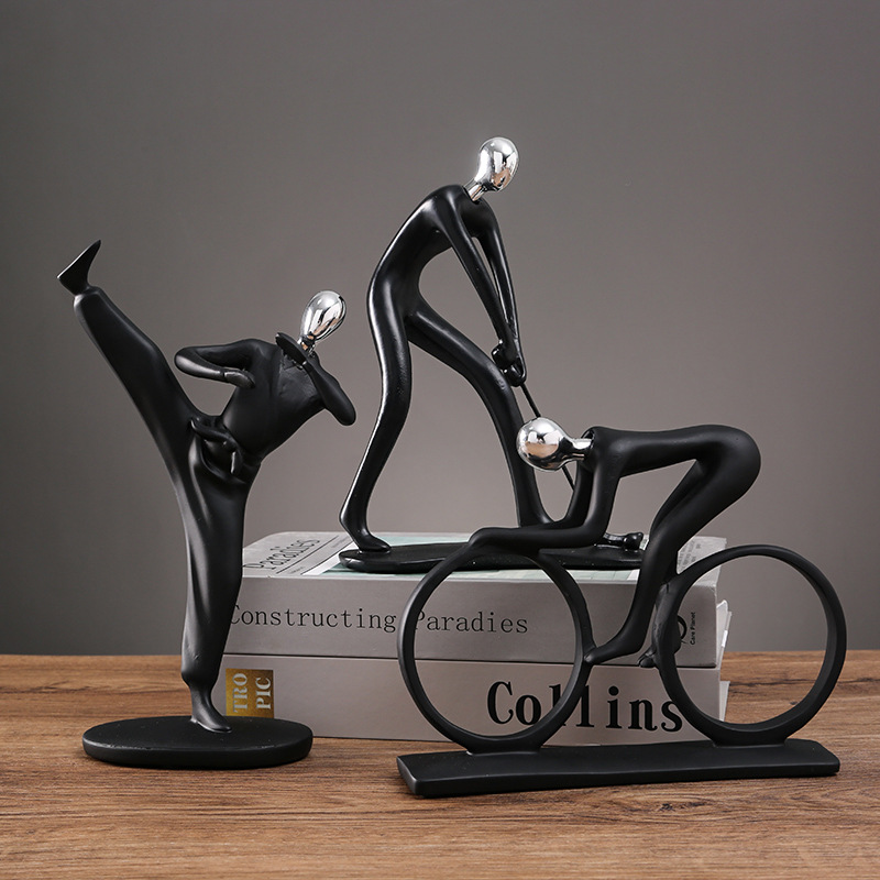 Black Modern Abstract Resin Bi - Newton Cradle Large 评论和价格